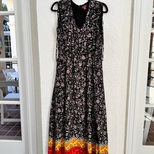 Vince Camuto Black and Red Floral Maxi Dress